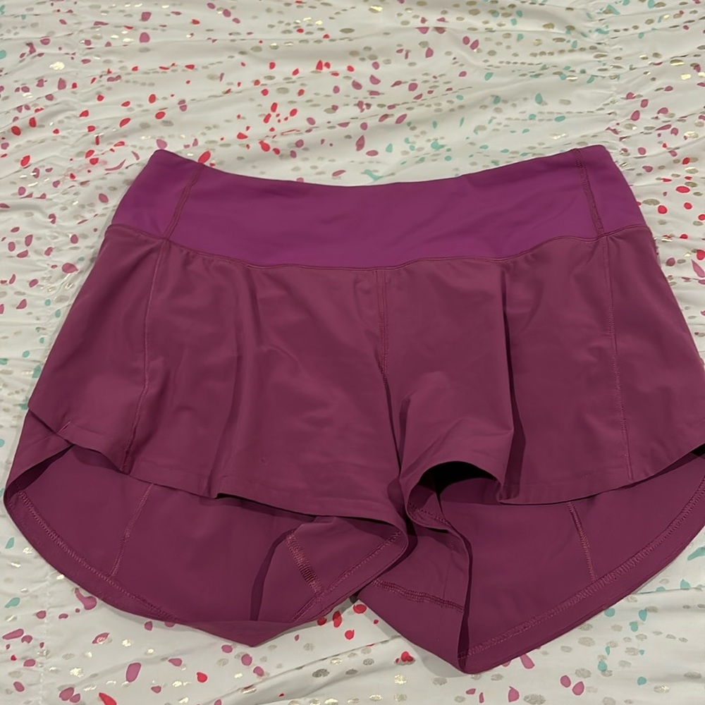 Purple lululemon speed up shorts